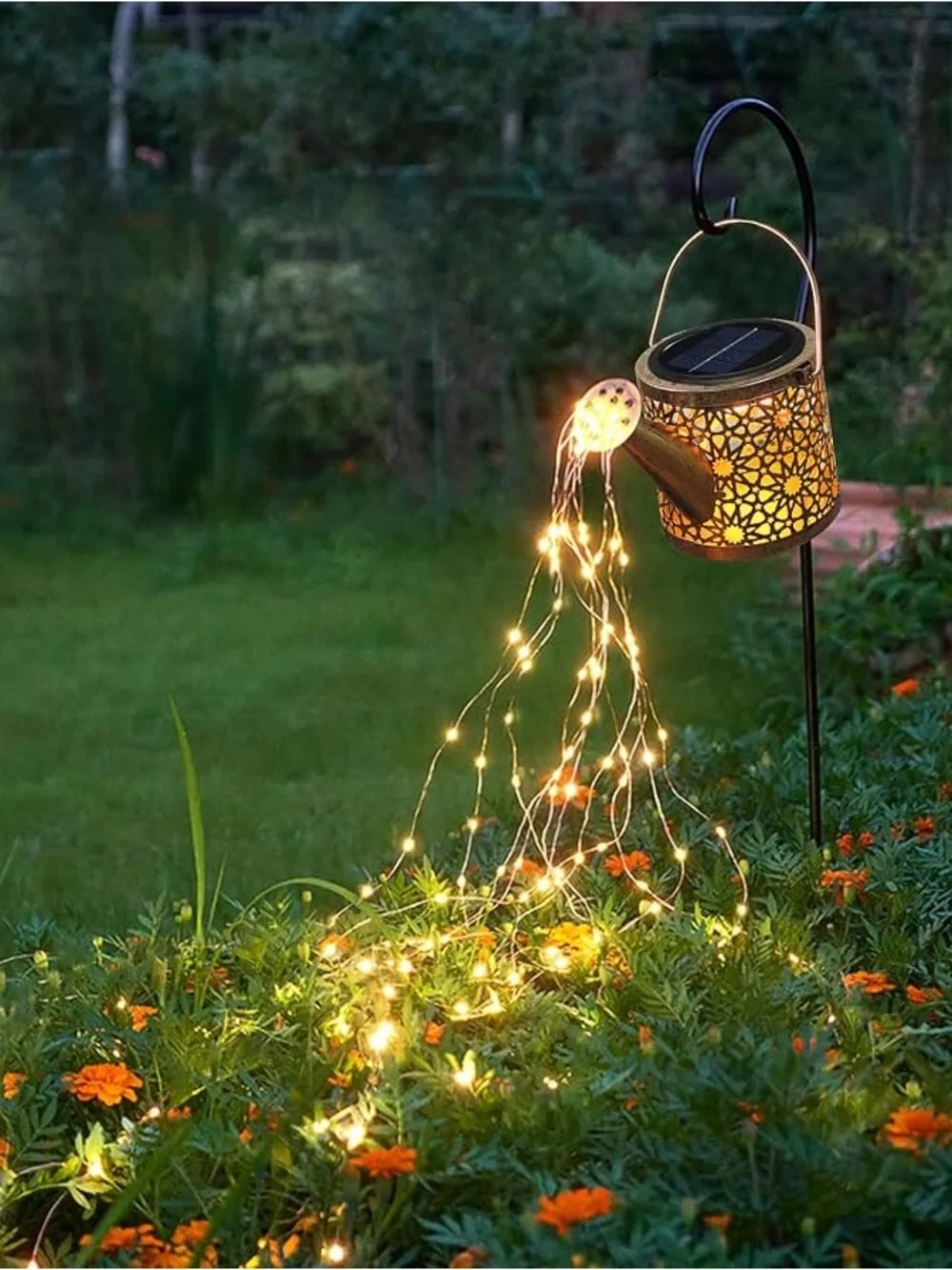 Solar Metal Watering Can Garden Light - Warm White